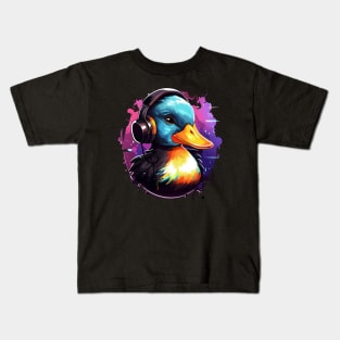 Duck with Headphones Kids T-Shirt